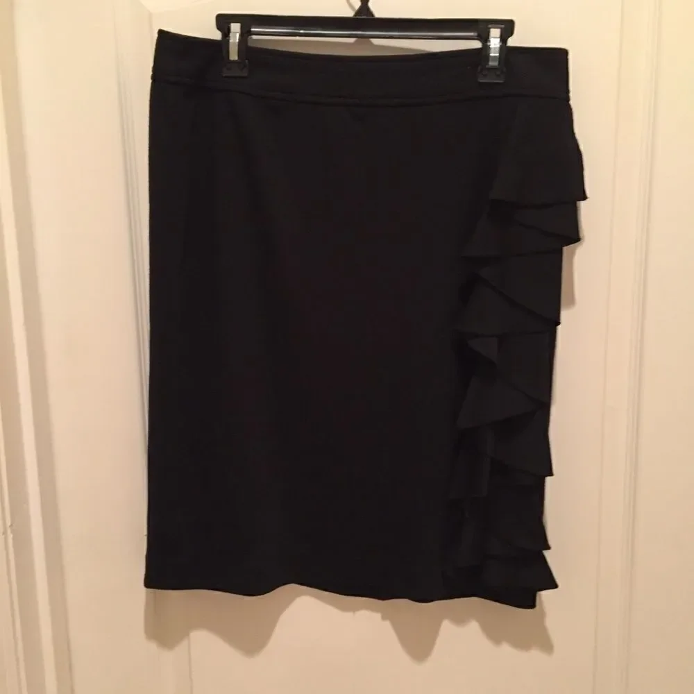 Carole Little Black Skirt with Ruffle Size 14